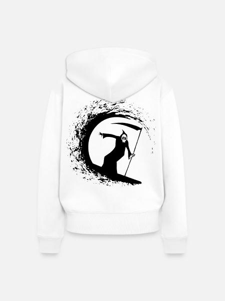 Tod und Surfen - Frauen Premium Bio Zip Hoodie - Weiß