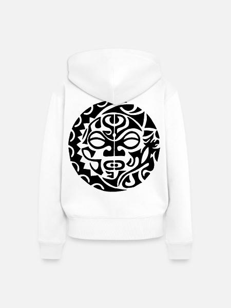 Polynesischer Schädel (Schwarz) - Frauen Premium Bio Zip Hoodie - Weiß