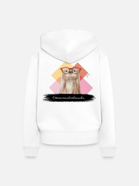 JvG Otter "Otternormalverbraucha." - Frauen Premium Bio Zip Hoodie - Weiß