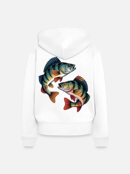Zwei springende Barsche - Frauen Premium Bio Zip Hoodie - Weiß