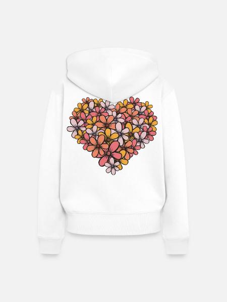 Blütenherz Blumenmuster - Frauen Premium Bio Zip Hoodie - Weiß
