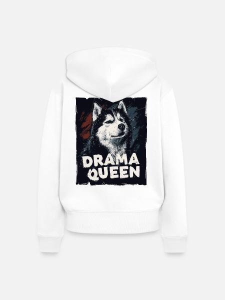 Husky Drama Queen - Frauen Premium Bio Zip Hoodie - Weiß
