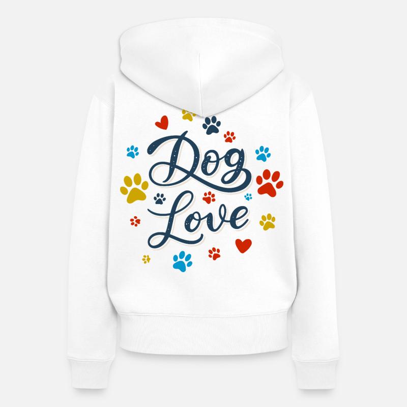 Amour des Chiens Script - Sweat à capuche zippé Premium bio Femme - blanc
