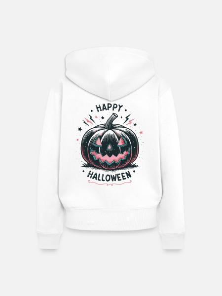 Kürbis Jack-o-Glow Halloween - Frauen Premium Bio Zip Hoodie - Weiß