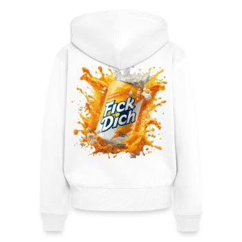 Boîte à slogans provocateurs - Sweat à capuche zippé Premium bio Femme - blanc - Dos - AI Model Female 172 light (172cm)