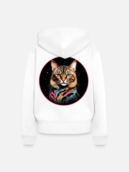 Bengalkatze Portrait - Frauen Premium Bio Zip Hoodie - Weiß