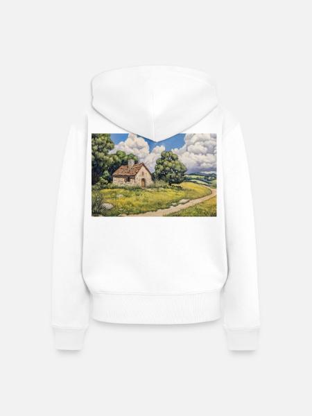 Illustration einer Naturlandschaft - Frauen Premium Bio Zip Hoodie - Weiß
