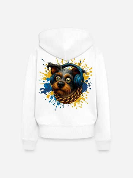 Canine Beats Kopfhörer - Frauen Premium Bio Zip Hoodie - Weiß