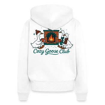 Cozy Goose Club Noël Fun Design - Sweat à capuche zippé Premium bio Femme - blanc - Dos - AI Model Female 172 light (172cm)