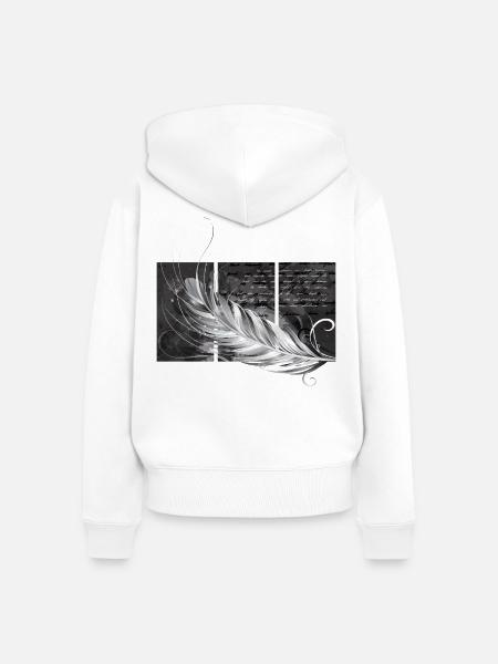 Feder-Triptychon - Frauen Premium Bio Zip Hoodie - Weiß