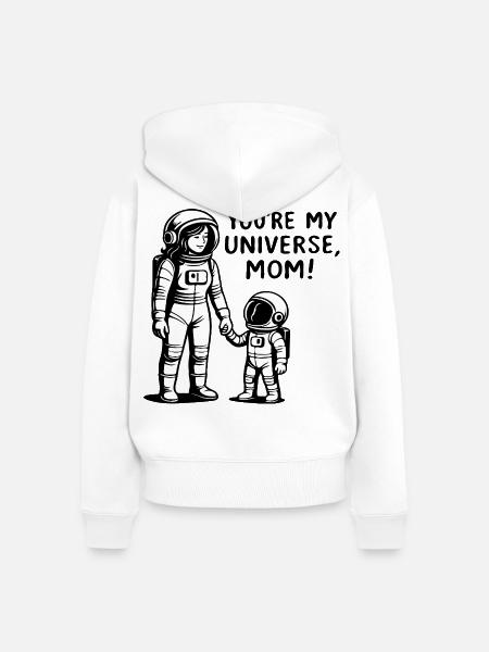 Kosmische Bindung Mutter und Kind - Frauen Premium Bio Zip Hoodie - Weiß