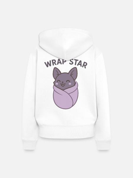 Wrap Star Bat Cozy Wrap - Frauen Premium Bio Zip Hoodie - Weiß