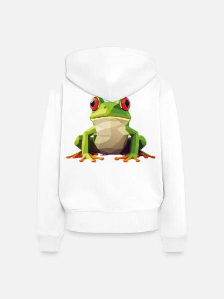 frog_1 - Frauen Premium Bio Zip Hoodie - Weiß