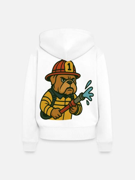 Feuerbulldogge Held - Frauen Premium Bio Zip Hoodie - Weiß
