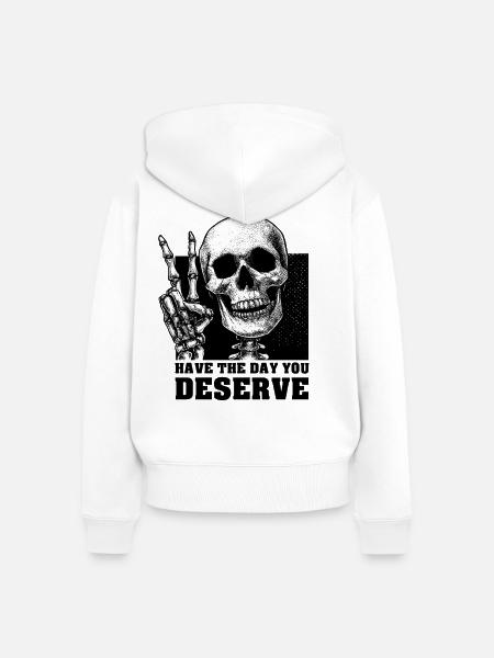 Skelett Friedenszeichen Shirt - Frauen Premium Bio Zip Hoodie - Weiß