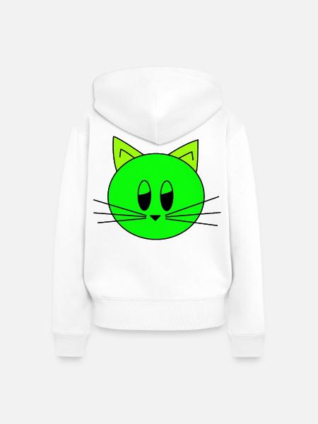 Katzenkopf - Frauen Premium Bio Zip Hoodie - Weiß
