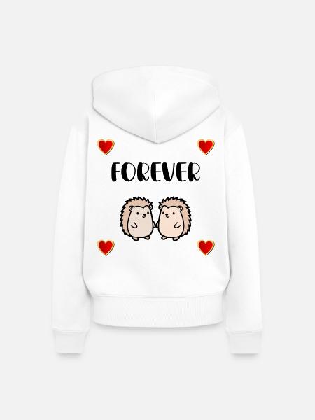 Igel Liebe für immer - Frauen Premium Bio Zip Hoodie - Weiß