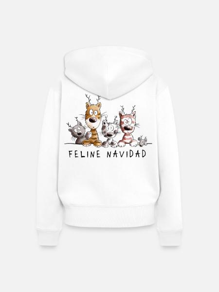 Feline Navidad Cats Christmas - Women's Premium Organic Zip Hoodie - white