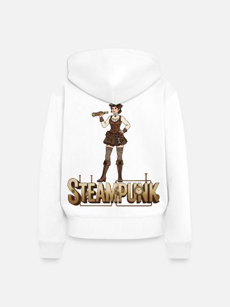 Steampunk - Frauen Premium Bio Zip Hoodie - Weiß