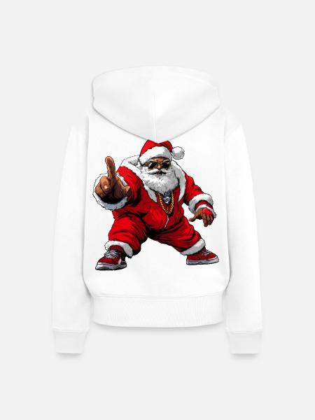 Hip-Hop Weihnachtsmann / Rapper - Frauen Premium Bio Zip Hoodie - Weiß