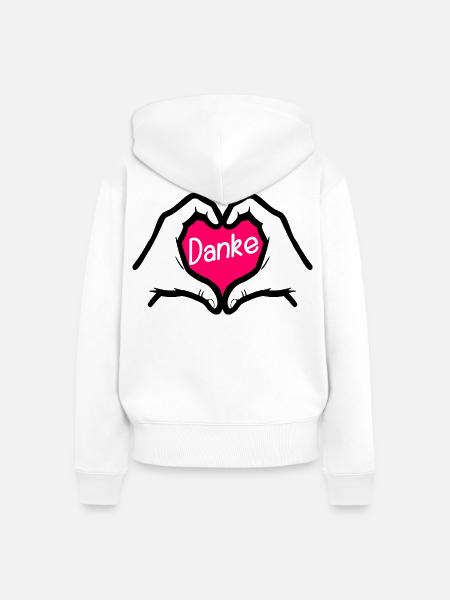 Dankeschön Danke HERZ - Frauen Premium Bio Zip Hoodie - Weiß