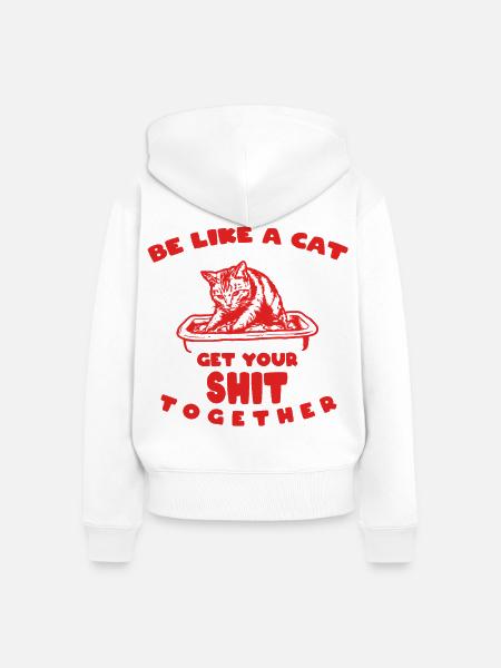 Katzenmotto Get Your Shit Together - Frauen Premium Bio Zip Hoodie - Weiß