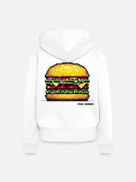 Pixel Hamburger - Frauen Premium Bio Zip Hoodie - Weiß