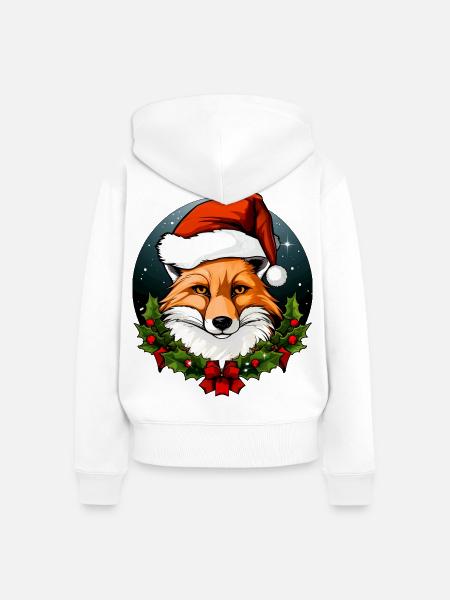 Weihnachten Fuchs - Frauen Premium Bio Zip Hoodie - Weiß