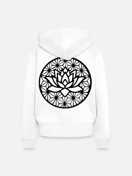 Blume des Lebens & Lotus - Frauen Premium Bio Zip Hoodie - Weiß