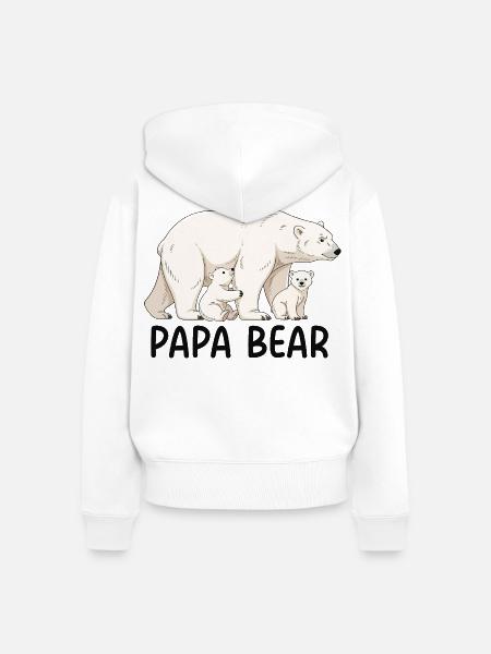Papa Bear - Frauen Premium Bio Zip Hoodie - Weiß