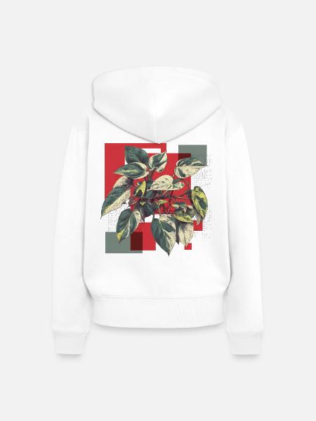 Philodendron Variegata – Pop Art Pflanzenkunst - Frauen Premium Bio Zip Hoodie - Weiß