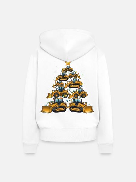 Lustiger Bulldozer Weihnachtsbaum Geschenk - Frauen Premium Bio Zip Hoodie - Weiß