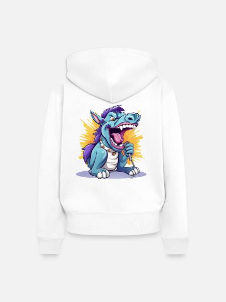 Singender Drache auf Bühne - Frauen Premium Bio Zip Hoodie - Weiß