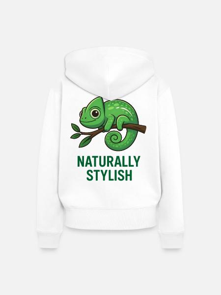 Stilvolles Chamäleon - Frauen Premium Bio Zip Hoodie - Weiß
