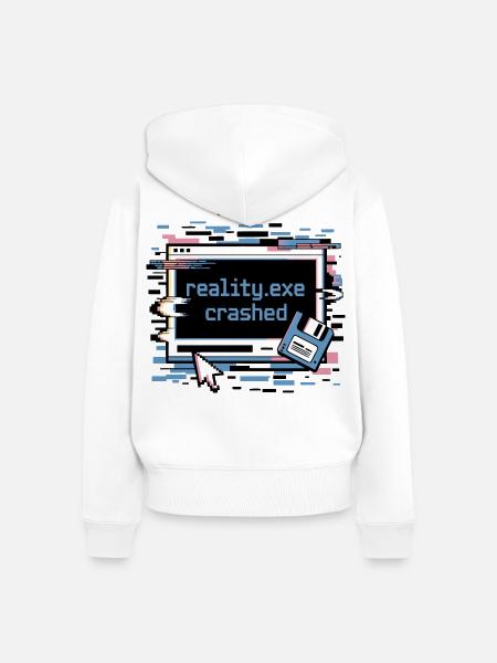 Reality.exe Crashed Retro Pixel Design - Frauen Premium Bio Zip Hoodie - Weiß