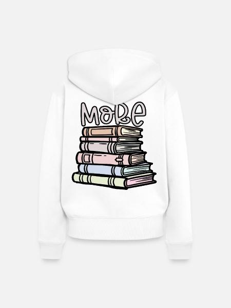Lesen Sie mehr Bücher - Frauen Premium Bio Zip Hoodie - Weiß