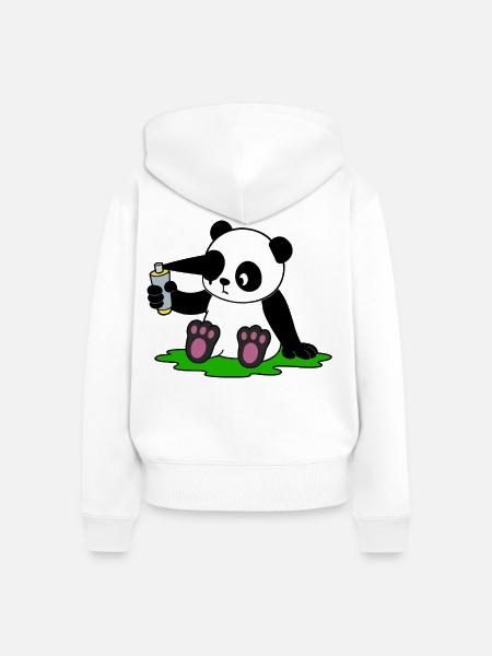 DIY-Panda - Frauen Premium Bio Zip Hoodie - Weiß