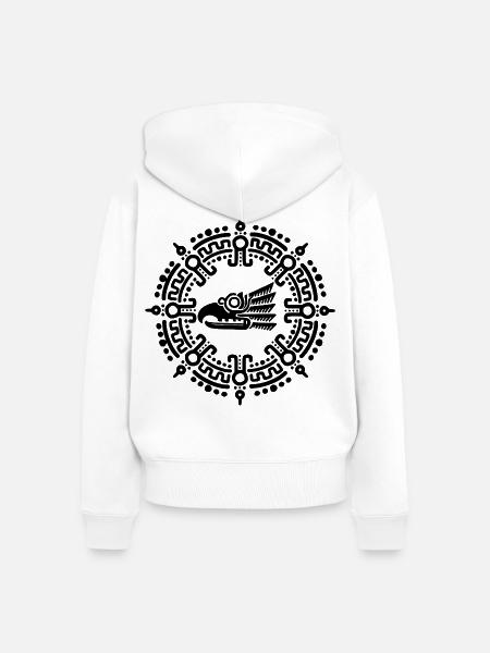 Schwarzes aztekisches Symbol - Frauen Premium Bio Zip Hoodie - Weiß