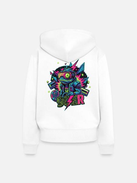 Neopunk Frosch - Frauen Premium Bio Zip Hoodie - Weiß