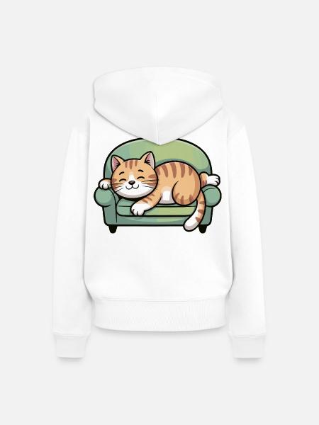 Schlafender Kater auf Sofa - Frauen Premium Bio Zip Hoodie - Weiß