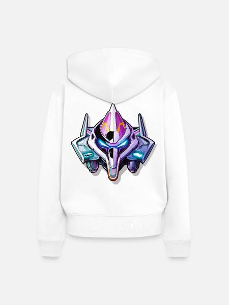 Neon Mech Kriegerhelm - Frauen Premium Bio Zip Hoodie - Weiß