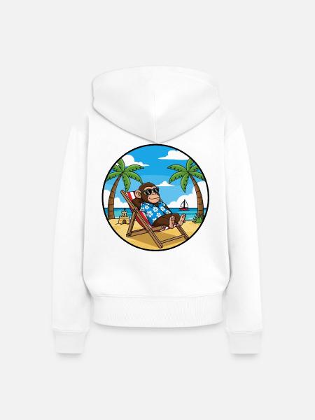 Coole Monkey Beach Vacation Summer Vibes - Frauen Premium Bio Zip Hoodie - Weiß