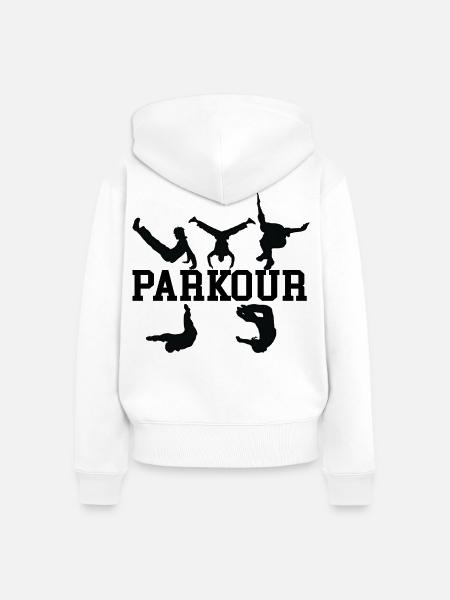Parkour-Silhouetten - Frauen Premium Bio Zip Hoodie - Weiß