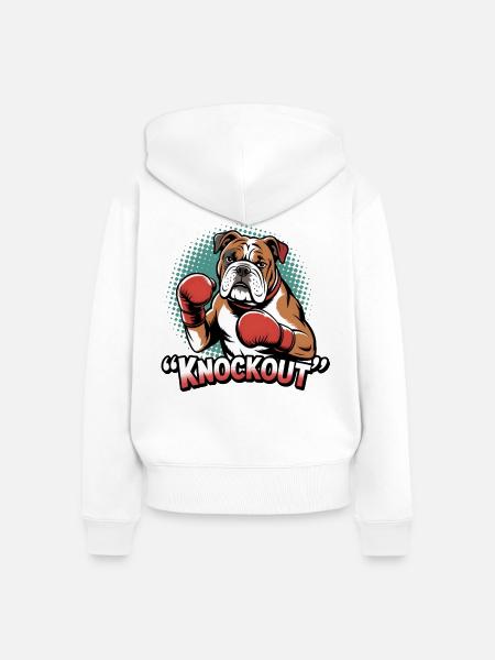 Knockout Boxer-Hund | Für echte Kämpfer! - Frauen Premium Bio Zip Hoodie - Weiß