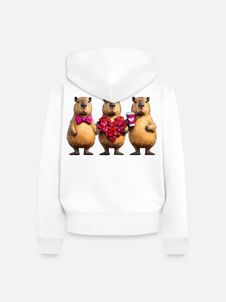 Liebesbiber Trio - Frauen Premium Bio Zip Hoodie - Weiß