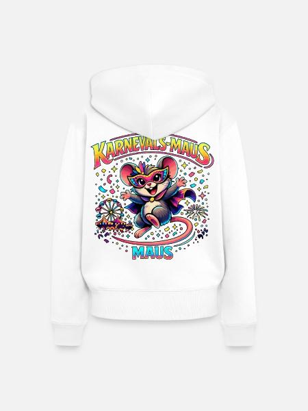 Karnevalsmaus Fasching Kostüm Niedlich Geschenk - Frauen Premium Bio Zip Hoodie - Weiß