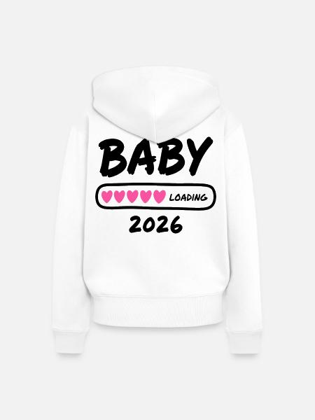 Baby Loading 2026 Schwangerschaft Eltern - Frauen Premium Bio Zip Hoodie - Weiß