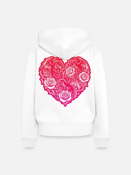 Herz Romantische Drachenrosen Liebe - Frauen Premium Bio Zip Hoodie - Weiß