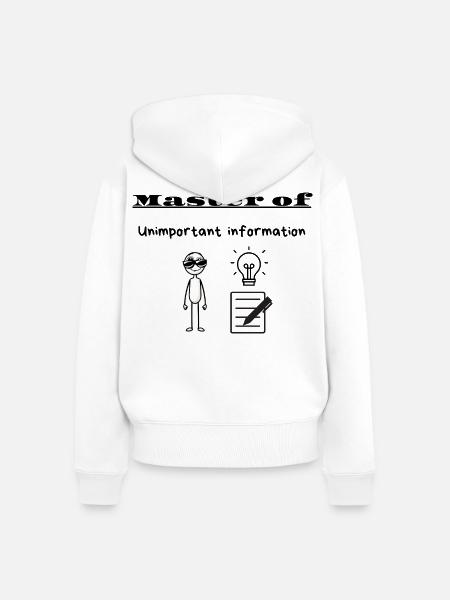 Meister unwichtiger Informationen - Frauen Premium Bio Zip Hoodie - Weiß