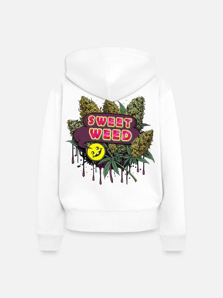 Sweet Weed - Frauen Premium Bio Zip Hoodie - Weiß